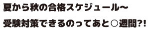 夏から秋までの合格スケジュール～受験対策できるのってあと○週間?!