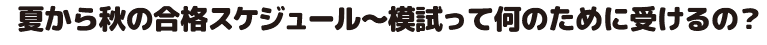 夏から秋の合格スケジュール～模試って何のために受けるの？